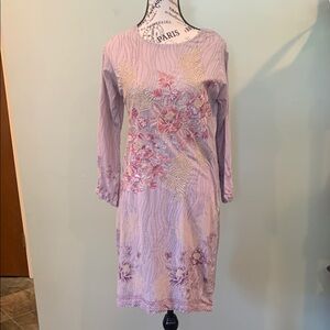 Kurta Long Sleeve Floral Embroidered Light Purple Women’s Medium